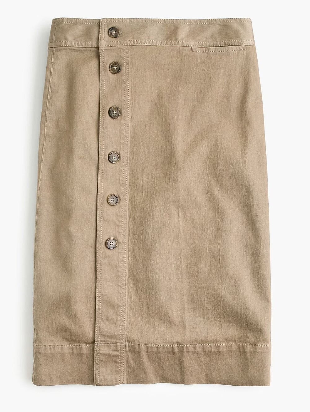 J. Crew - Khaki Button-Front A-Line Midi Skirt - 12 NWT